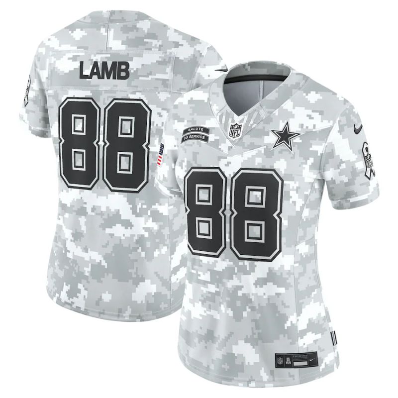 Women Dallas Cowboys #88 CeeDee Lamb Nike Arctic Camo 2024 Salute to Service Limited NFL Jersey